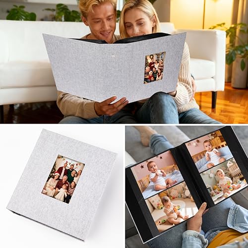 Aevdor 5x7 Photo Album, Holds 320 Photos, Linen Cover, Grey | Fits 5x7 Photos, Postcards & Artwork, Family & Wedding Albums, Baby & Travel Memories - color: Grey