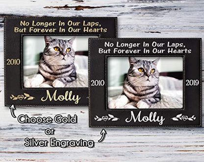 Stocking-Factory Personalized Cat Sympathy Gift Picture Frame Pet Loss Engraved (Gold or Silver) Photo Plaque In Loving Memory Beloved Dog