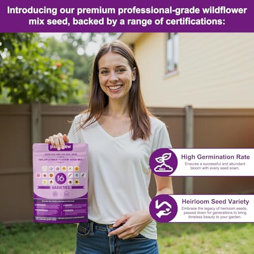 200,000+ Wildflower Seeds [4oz] 16 Variety Perennial Mix - Heirloom Seeds for Pollinator Gardens | Attracts Bees/Birds/Butterflies | High Germination Rate for Indoor & Outdoor - size: 16 Variety Perennial Mix