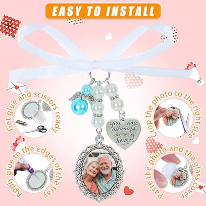 Wedding Bouquet Photo Charms Bridal Lacy Oval Bridal Charm You are Always in My Heart DIY Bouquet Picture Charm - style: One photo style
