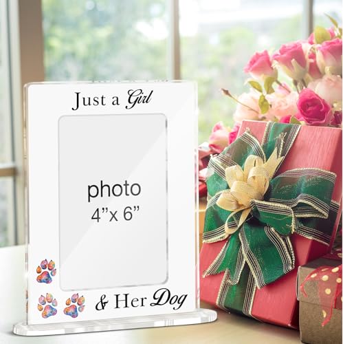 Dog Lovers Gifts for Girls Photo Frame, Just a Girl and Her Dog Acrylic Picture Frames 4 x 6 Inch Photo, Gifts for Dogs Mom Lovers - color: Dog Lovers