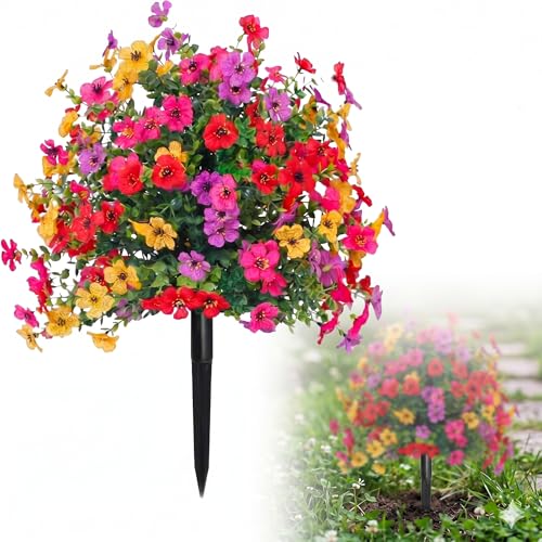 22" Large Artificial Flowers for Outdoor,184 Blossoms Fake Petunias - color: Mixed Wildflower