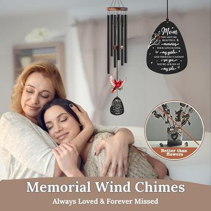 Memorial Wind Chimes for Loss of Mother, Sympathy Gifts for Loss of Mother - 36'' Red Cardinal Wind Chimes for Outside with Mute Option, Gift for Someone Who Lost Their Mom, in Memory of Mom