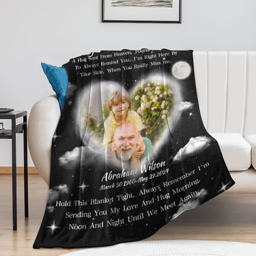 Custom Memorial Blanket with Picture Personalized Sympathy Remembrance Condolences Bereavement Gifts Sympathy Gifts for Loss of Loved One Mother Dad Grandma Grandpa Sister Daughter Friend - color: Design20