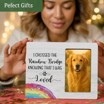 Rainbow Bridge Dog Memorial Gifts Picture Frame Loss of Dog, Pet Memorial Gifts Wooden Picture Frames for Dogs - color: Rainbow