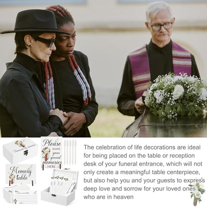 Gilprop 112 Pcs Celebration of Life Memory Cards Set Share a Memory Cards with Box 2 Wood Sign with 4 Hold and 5 Pens, Sympathy Memorial Gifts Funeral Keepsake Decorations(Cross) - style: Cross