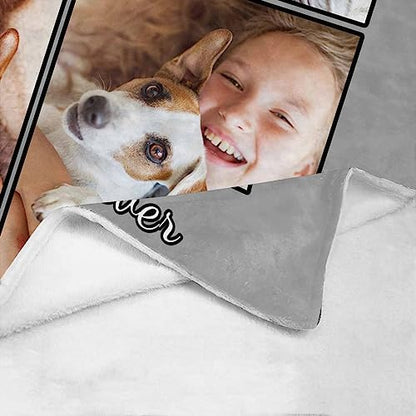 Custom Best Friend Blanket with Photo Collage I Love You Forever 4 Photos Personalized Friendship Blankets for BFF Sister Friends, Teen Girls Besties on Birthday Christmas - color: 4 Photo Collage