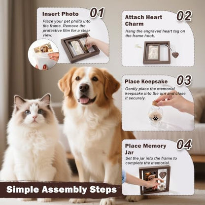 Abooxiu Dog Memorial Gifts for Loss of Pet, Picture Frame with Glass Small Keepsake Urn Pet Urns for Ashes, Double-Sided Rotating 4x6 Photo Frame, Dog & Cat Sympathy Gift, Pet Loss Remembrance Decor