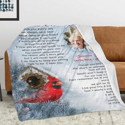 Personalized Memorial Blankets with Photos, in Memory of Loved One Gifts, Sympathy Bereavement Cardinal Blanket for Loss of Mom Dad Grandma Husband Son Daughter - color: New Arrivals-3