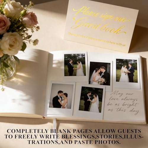 Leesgel Wedding Vow Books His and Hers with Guest Book & Table Sign Set - color: White & Black
