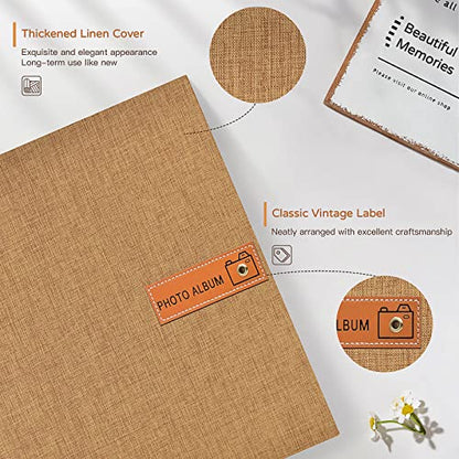 Popotop Large Photo Album Self Adhesive 4x6 5x7 8x10 Scrapbook Album DIY Picture Book,Gifts for Mom,Family Baby and Wedding,with Metal Pen and Plastic Board - color: Dark khaki, size: 11.5"x10.6"40pages