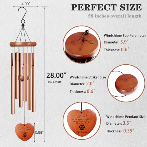 Dog Memorial Gifts, Pet Memorial Gift, 28" Golden Dog Memorial Wind Chime, Pet Loss Remembrance Passing Away Gift - color: G-heart-gold