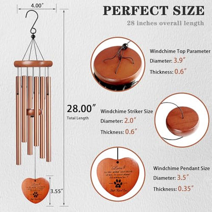 Dog Memorial Gifts, Pet Memorial Gift, 28" Golden Dog Memorial Wind Chime, Pet Loss Remembrance Passing Away Gift - color: G-heart-gold