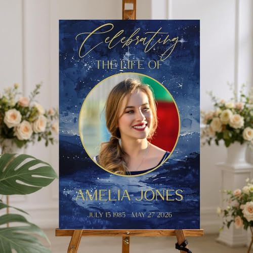 In Loving Memory Custom Portrait Yard Sign – Personalized Funeral Ceremony Welcome Display - color: Version 13