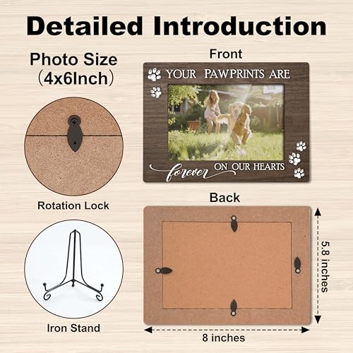 Dog Memorial Picture Frame 4x6, Pet Loss Sympathy Gift for Loss of a Beloved Dog, Wooden Remembrance Frame -B02 - style: Style2