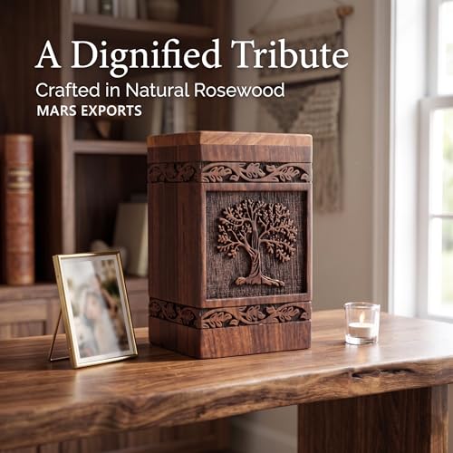 Wooden Cremation Urns Box for Human Ashes, Memorial Keepsake Boxes for Adults, Male/Female,Child, Pets Dog Cat Wood Burial Funeral Container (Tree of Life) Urn, Capacity (X-Large (250 lbs- 113kg)) - size: X-Large