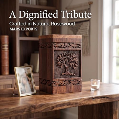 Wooden Cremation Urns Box for Human Ashes, Memorial Keepsake Boxes for Adults, Male/Female,Child, Pets Dog Cat Wood Burial Funeral Container (Tree of Life) Urn, Capacity (X-Large (250 lbs- 113kg)) - size: X-Large