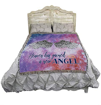 Pure Country Weavers Heaven Has Gained A New Angel Blanket - Sympathy Bereavement Gift Tapestry Throw Woven from Cotton - Made in the USA (72x54) - color: New Angel, size: 72" x 54"
