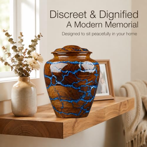 Extral Large Rosewood Cremation Urn for Human Ashes Adult Male Urn for Ashes for Women and Man, Adult Size Decorative urn. Burial and Funeral Urn Large 500 Cu in Resin Inlay. - size: XXX 500 Cu in