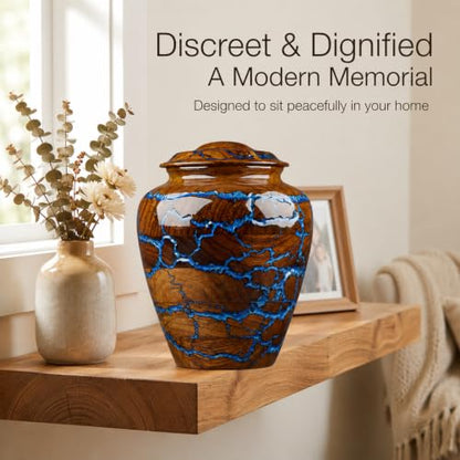 Extral Large Rosewood Cremation Urn for Human Ashes Adult Male Urn for Ashes for Women and Man, Adult Size Decorative urn. Burial and Funeral Urn Large 500 Cu in Resin Inlay. - size: XXX 500 Cu in