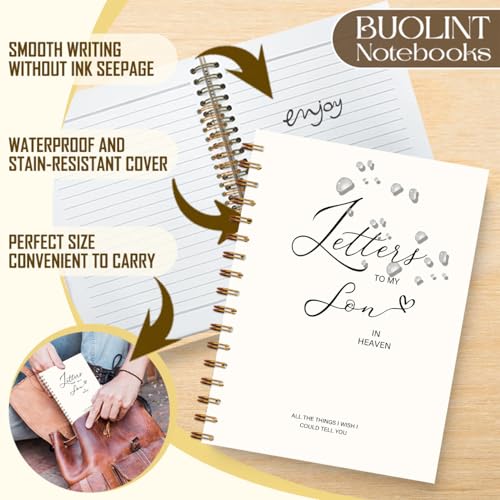 Letters to Heaven Notebook Journal 5.5x8.3, Grief Journal for Women, Memorial Sentimental Gifts, Sympathy Gifts for Loss of Loved One, Spiral Hardcover Notebook(Son) - color: Son