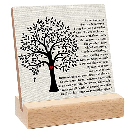 A Limb Has Fallen from The Family Tree Sign，Sympathy Memorial Grief Condolences Gifts for Women Friends Classmates Family Coworkers，Bereavement Gift Ideas，Decor for Desk Home Office（shu） - color: 010