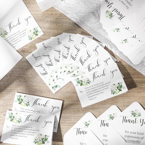Marspark 25 Pack Sympathy Thank You Cards for Funeral with Envelopes Sticker and Message Memorial Bereavement Postcards for Loved Ones Family Friends Celebration of Life(Lily) - style: Lily