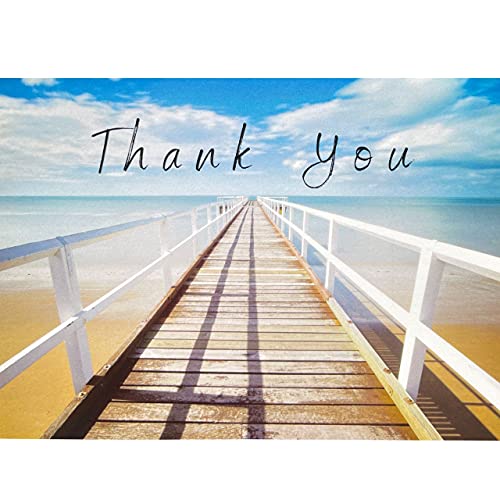 24 Beach Funeral Thank You Cards with Envelopes and Message Inside - Thank You Cards for Funeral - Sympathy Funeral Thank You Cards with Envelopes (4.25 x 6 Inch Pack)