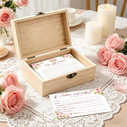 Advice For The Bride Cards,50 Pcs Advice and Wishes Cards Box - color: Pink Flower