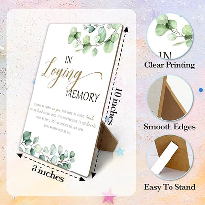 In Loving Memory Wooden Sign, Wedding Memorial Sign, Greenery, 11x8 Inches, Tabletop, Rustic