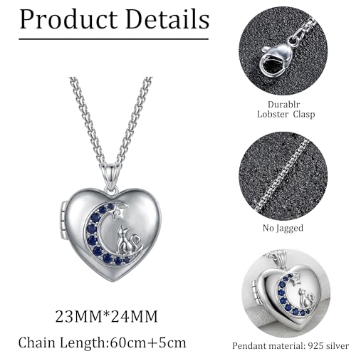 925 Sterling Silver Pictures Locket Necklace for Women Men - color: Black plated 1