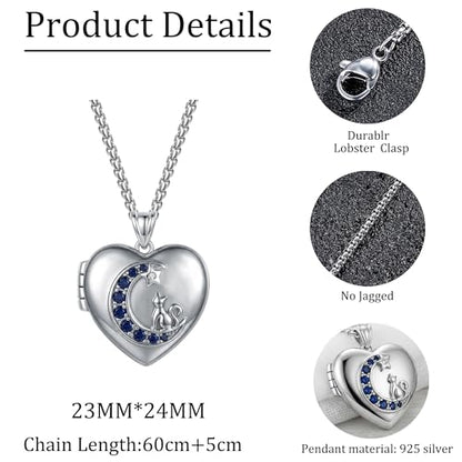 925 Sterling Silver Pictures Locket Necklace for Women Men - color: Black plated 1