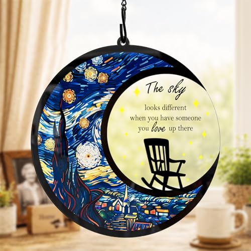 BamLue Starry Night Sun Catcher Ornament, Window Hanging, Suncatchers for Windows Hanging Ornaments, Window Decor, Ideal Gift | Gifts for Art Lovers, Friends, Family - color: Starry Night