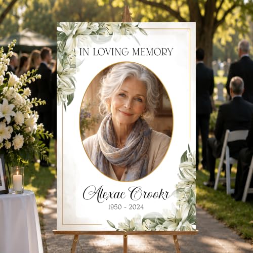 Editable Greenery Celebration of Life Welcome Sign, Custom Yard Sign, PVC, 12' x 18', 24' x 18', 36' x 24' - color: #Version 2