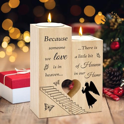 Memorial Candle Sympathy Gifts for Loss of Loved One Mother Father Celebration of Life Decorations Condolences Bereavement Funeral Comfort Gifts for Grieving Friends Women Heart Shaped Candle Holders