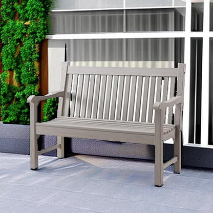 2-Person Outdoor Bench with 700 Lbs Weight Capacity, Grey | Poly Lumber Weatherproof Garden Bench Seating for Porch, Balcony and Park, All-Weather Patio Bench Furniture - color: Grey