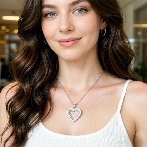 zeqingjw Glass Cremation Jewelry Necklace for Ashes Heart Memorial Lockets for Ashes Stainless Steel Keepsake Urn Ashes Pendants - color: Silver-Always in my heart
