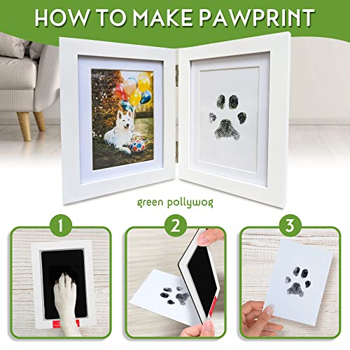 Green Pollywog Paw Print Hinged Photo Frame with Ink Pad Kit - size: Hinged Paw Print Kit