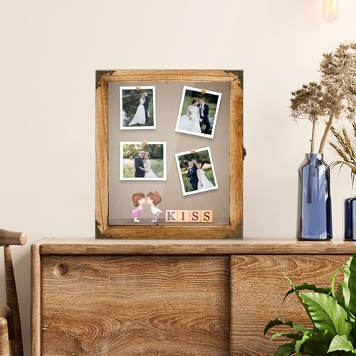 11 x13 Shadow Box Frame, Sturdy Rustic Memory Display Case with Linen Back and Acrylic Door, Picture Frame Wedding Bouquet Memorabilia Medals Photos - size: 11*13 Inch
