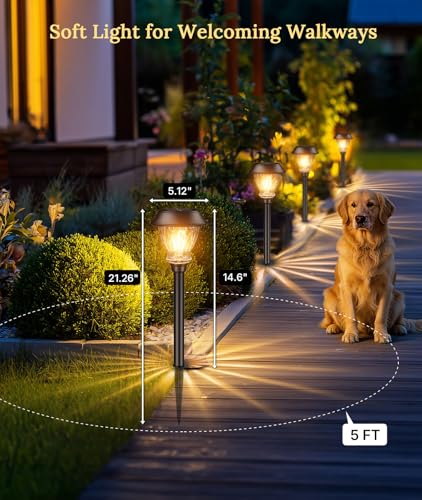 XMCOSY+ Solar Pathway Lights Outdoor, 6 Pack Warm White Landscape Lighting - size: 6 Packs