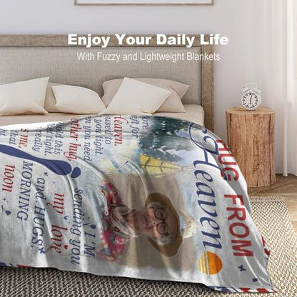 Artsadd Custom Memorial Blankets for Loss of Loved One - A Hug from Heanven Sympathy Blanket Loss of Dad Mom Husband Wife Friend in Loving Memory Blanket Personalized - Remembrance Blankets - color: A-4