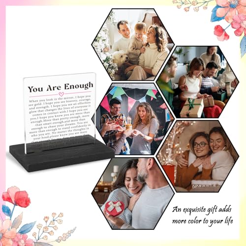 Encouragement Gifts for Women, Get well Soon Gifts for Women, Motivation Gift for Woman, Modern Transparent Acrylic Desk Plaque with Inspirational Quotes, 10 x 10 x 1.5 cm,XXY120 - style: Woman