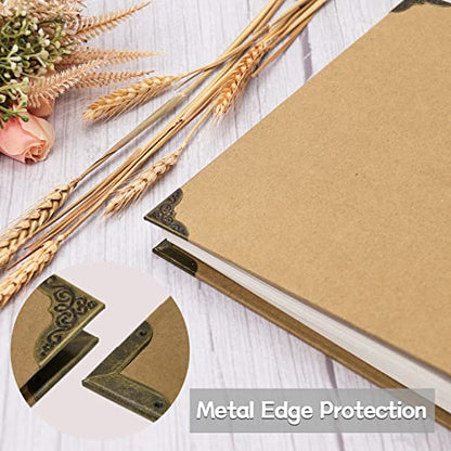 Vienrose 3 Rings Self Adhesive Photo Album 20 Sheets/40 Pages Khaki | Hardcover, DIY Scrapbooking Kit, Paper Scrapbook, 9 x 10 6 inch, Lover Friends Kids Wedding - color: Khaki, size: 9'' x 10.6''40Pages
