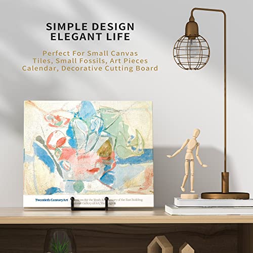 IPAME 3 Pack 3 Inch Plate Stands for Display - Metal Square Wire Plate Holder Display Stand + Picture Frame Stand Holder Easel for Decorative Plate, Book, Plaque, Photo, Platter (Black 3pcs) - size: 3 Inch