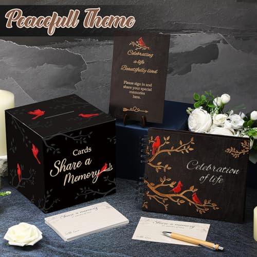 64 Pcs Funeral Guest Book Set for Memorial Service, Black, Cardinal - color: Black, style: Cardinal