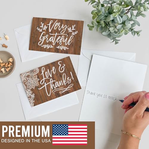 24 Bulk Thank You Cards with Envelopes Blank Cute Thank You Cards | Wood Lights 6 x 4 Appreciation Card for Weddings, Valentines, Anniversary, Small Business, Engagement & Bridal Shower - color: Wood Lights 24 pcs