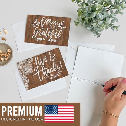 24 Bulk Thank You Cards with Envelopes Blank Cute Thank You Cards | Wood Lights 6 x 4 Appreciation Card for Weddings, Valentines, Anniversary, Small Business, Engagement & Bridal Shower - color: Wood Lights 24 pcs
