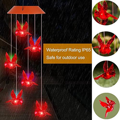 Solar Cardinal Wind Chimes Lights for Outside Garden Patio Decor | Red Bird Hanging Windchimes for Home/ Outdoors, Memorial Gifts Gifts for Mother Mom Grandma Women Birthday Christmas