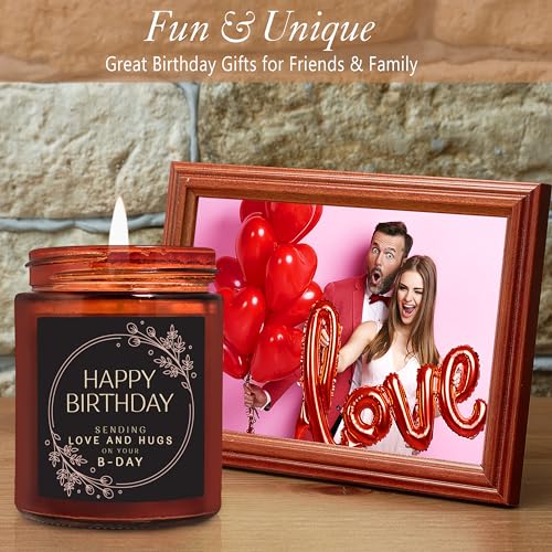 Birthday Gifts for Women Men - Sending Love Hugs Bday Candle for Her Him - 16th18th 21st 30th 40th 50th Happy Birthday Candle Gift for Sister Mom Wife Friends - Jasmine Relaxing Soy Spa Candle - color: Happy Bday-Hug