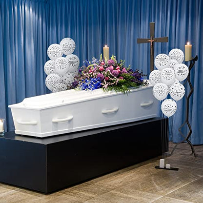 72 Pcs Memorial Balloons Set White Remembrance Funeral Celebration of Life Latex Balloon with Ribbon Love You Always Miss You Forever We Will Never Forget You Balloons Decorations 12 Inch